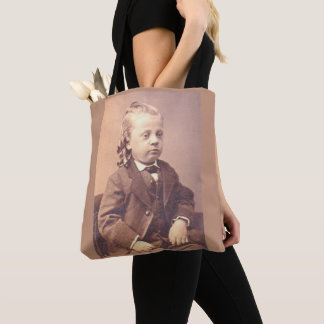 Victorian boy with unfortunate hair style tote bag