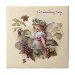 Victorian “Bramble Berry Fairy” in a Leafy Garden  Ceramic Tile