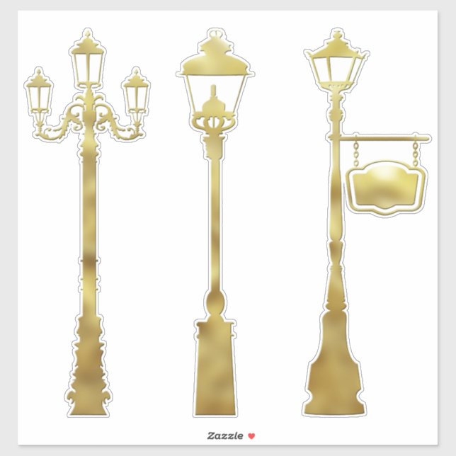 Victorian brass Lamp post light gold Sticker (Sheet)