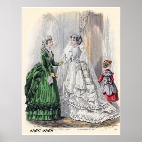 Victorian Bride Illistration Fashions Poster Print