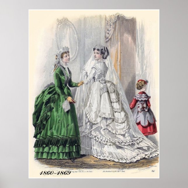 Victorian Bride Illistration Fashions Poster Print (Front)
