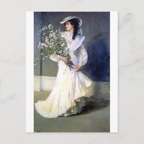 Victorian bride wedding fashion postcard