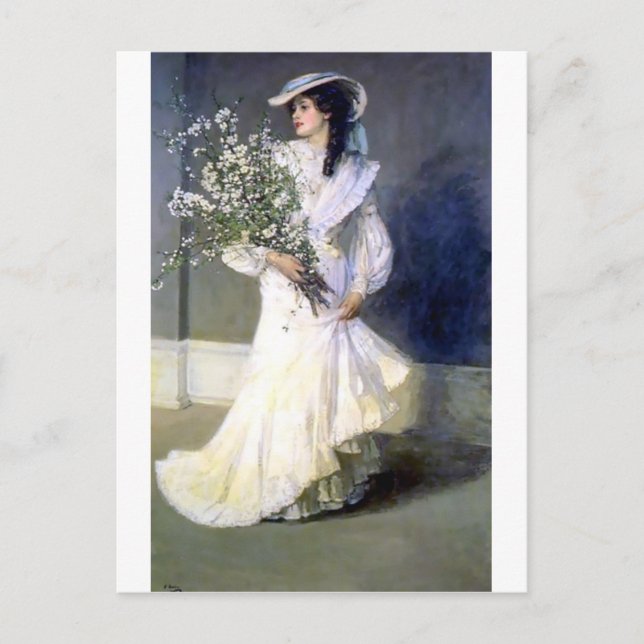 Victorian bride wedding fashion postcard (Front)