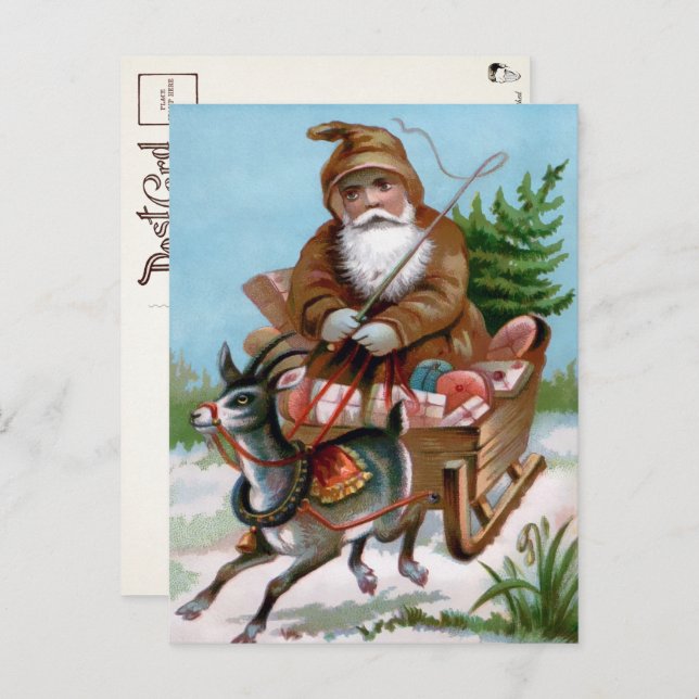 Victorian Brown Robed Santa Postcard (Front/Back)