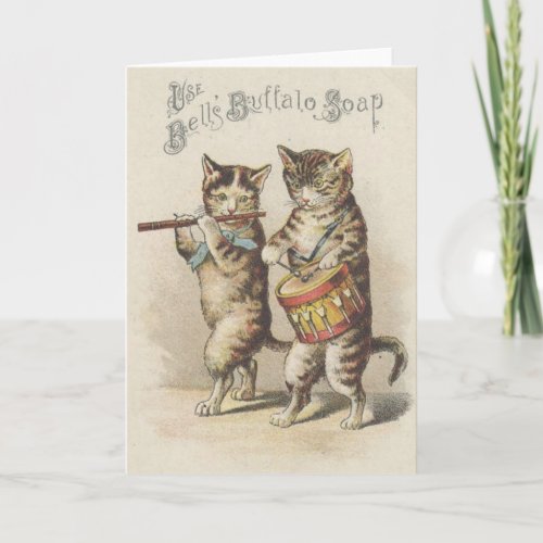 Victorian Buffalo Soap Cat Fife And Drum Note Card