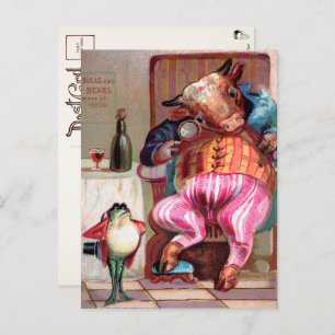 Victorian Bull and Frog Postcard
