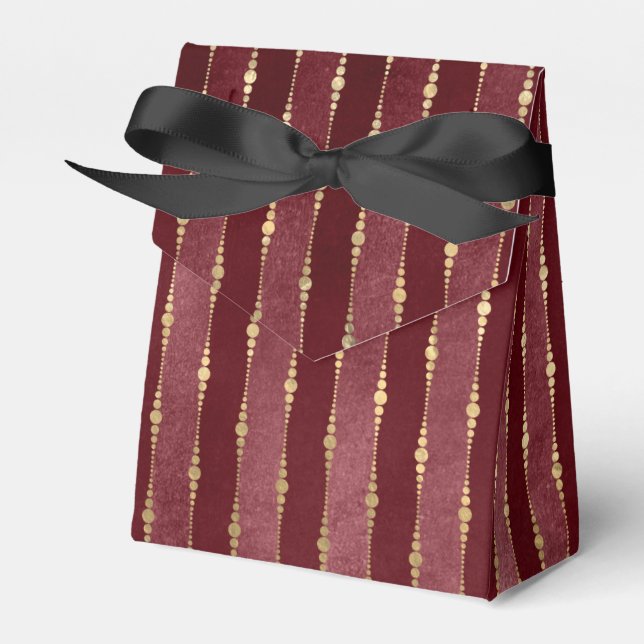 Victorian Burgundy and Gold Stripe Favor Boxes (Front Side)