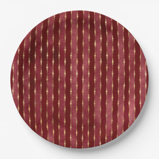Victorian Burgundy and Gold Stripe Paper Plates