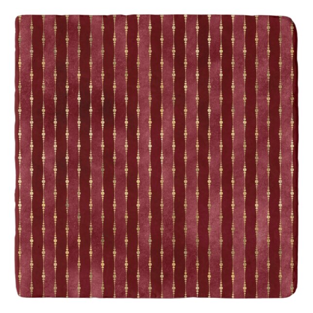Victorian Burgundy and Gold Stripe Trivet (Front)