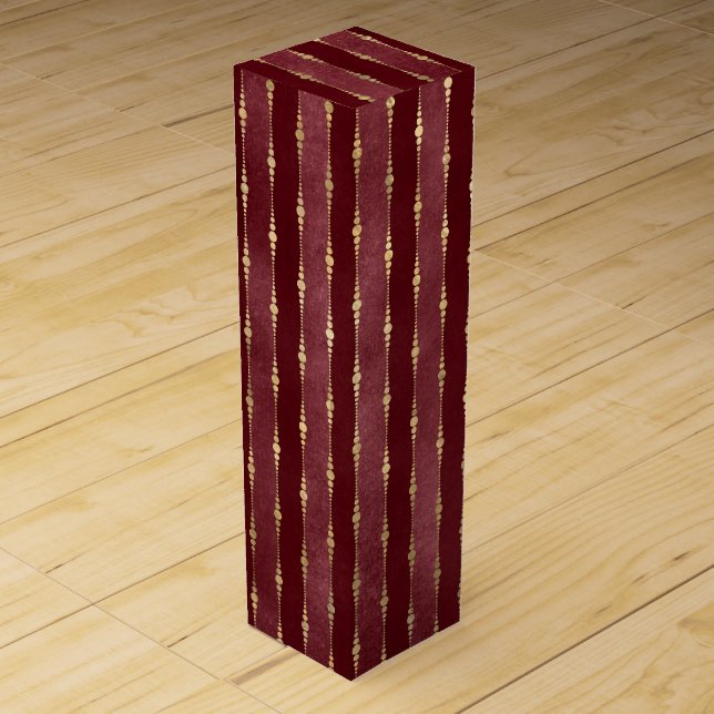 Victorian Burgundy and Gold Stripe Wine Box (Front)