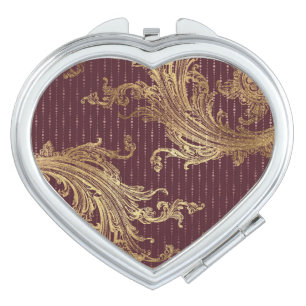 Victorian Burgundy Gold Cosmetic Mirror