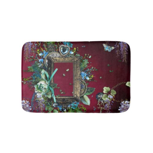 Victorian Burgundy Mist Lavender Wisteria frame Bath Mat