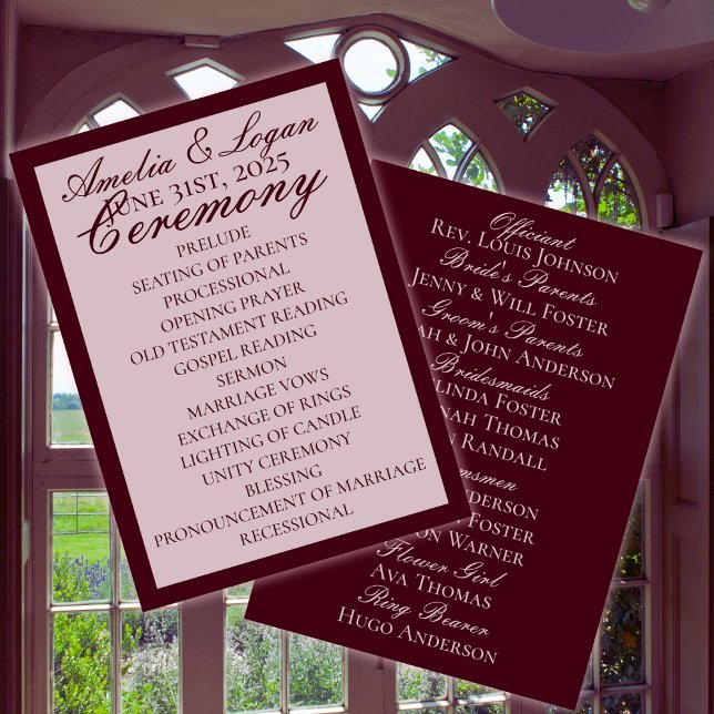 Victorian Burgundy Text & Frame Wedding Menu (Creator Uploaded)