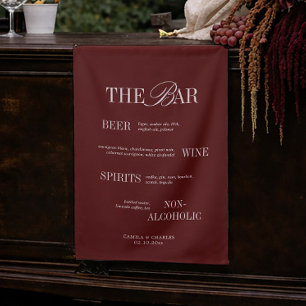 Victorian Burgundy Wedding Bar Fabric Sign