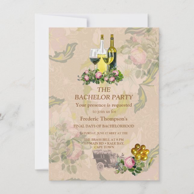 Victorian Bush Garden Bachelor invitation (Front)