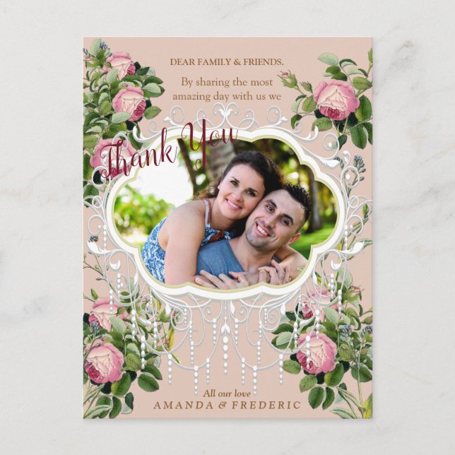 Victorian Bush Garden Wedding Thank You Postcard (Front)