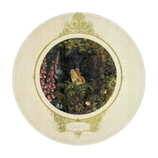 Victorian Butterfly Archive | Round Glass Serving Cutting Board