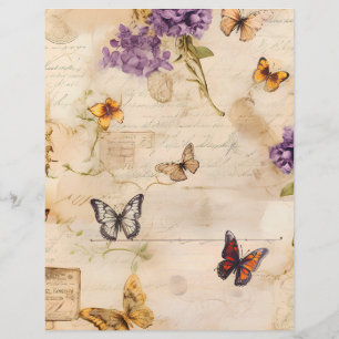 Victorian Butterfly & Floral Scrapbook Paper 