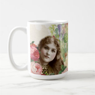 Victorian Cabbage Roses Woman Floral Coffee Mug