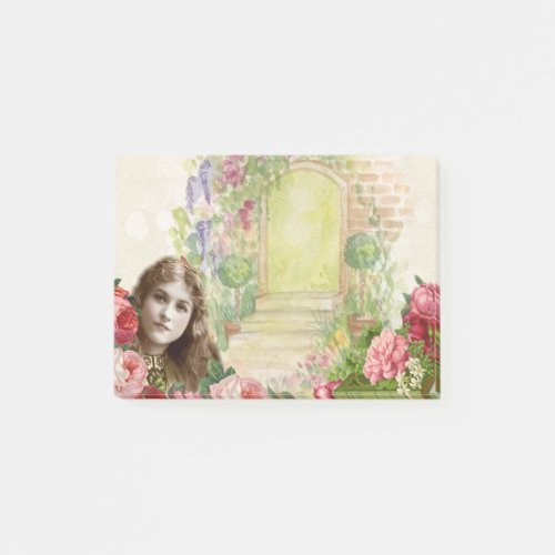 Victorian Cabbage Roses Woman Floral Post_it Notes