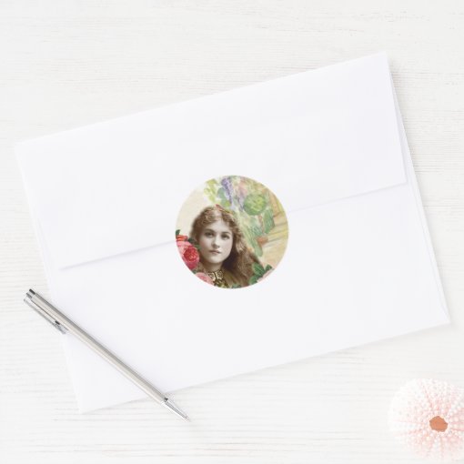Victorian Cabbage Roses Woman Floral Sticker | Zazzle