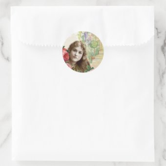 Victorian Cabbage Roses Woman Floral Sticker | Zazzle