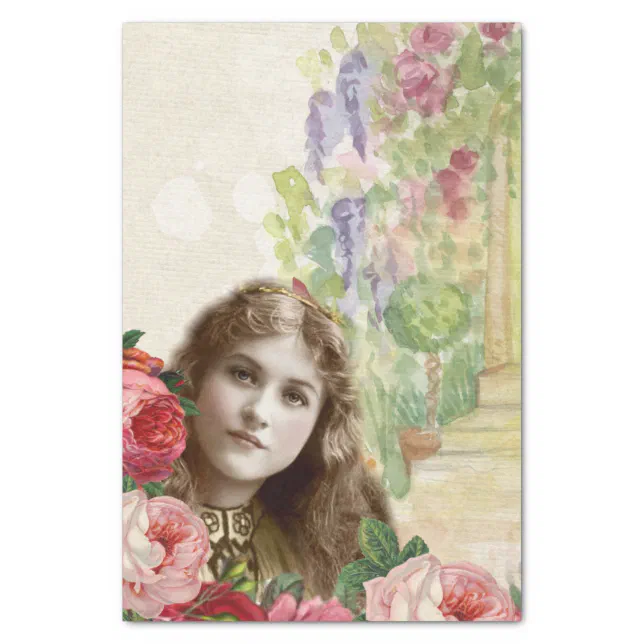 Victorian Cabbage Roses Woman Floral Tissue Paper Zazzle