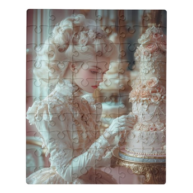 Victorian Cake Lady Acrylic Puzzle with Tin (Puzzle Vertical)