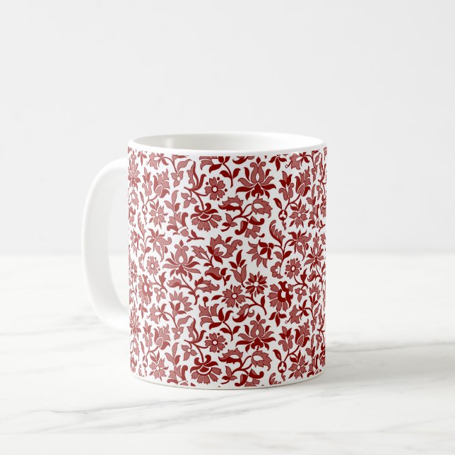 Victorian Calico 2, Red Coffee Mug (Front Left)