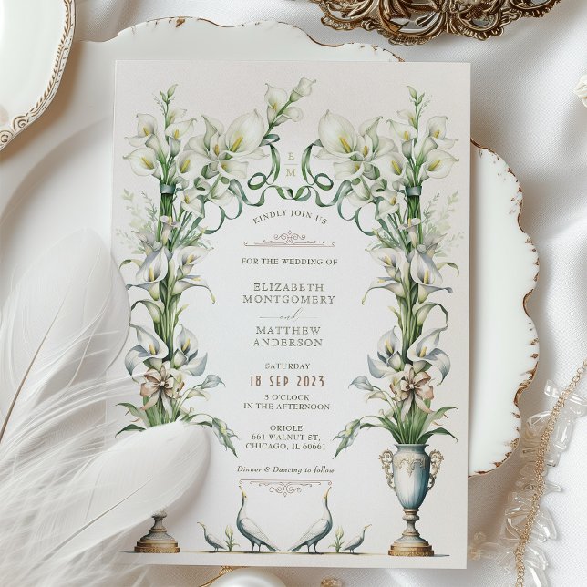 Victorian Calla Lily Elegance Wedding Invitation (Creator Uploaded)
