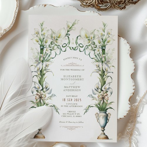 Victorian Calla Lily Elegance Wedding Invitation