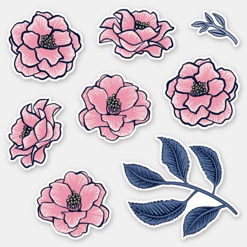 Victorian Camellia Art Sticker Pack