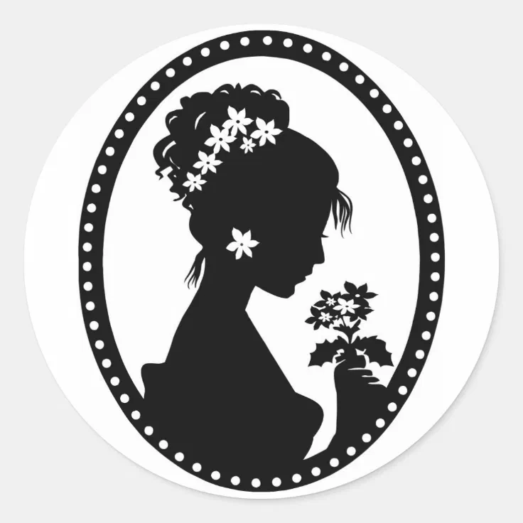 Victorian Cameo Silhouette Classic Round Sticker | Zazzle