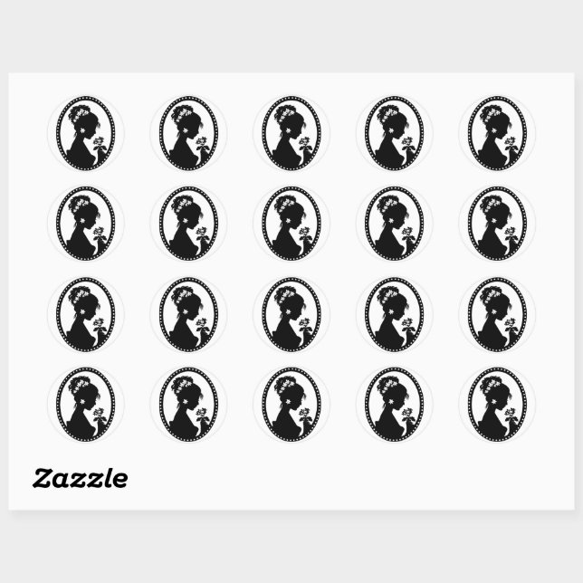Victorian Cameo Silhouette Classic Round Sticker | Zazzle