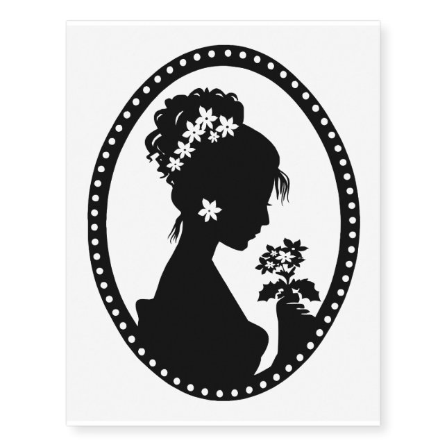 Victorian Cameo Silhouette Temporary Tattoos (Front)