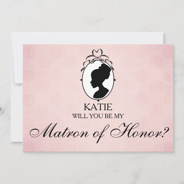 Victorian Cameo Will You Be My Matron of Honor Invitation (Front)