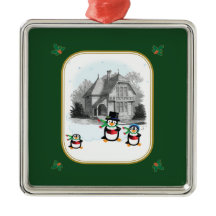 Victorian Caroling Penguins Ornament