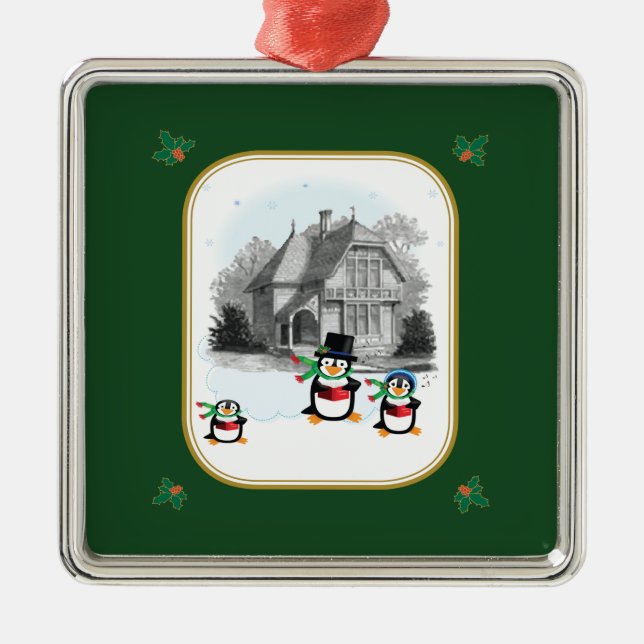 Victorian Caroling Penguins Ornament (Front)