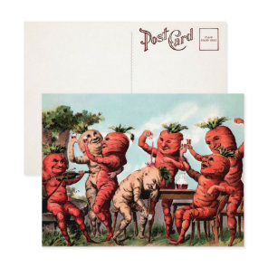 Victorian Carrots Partying Postcard