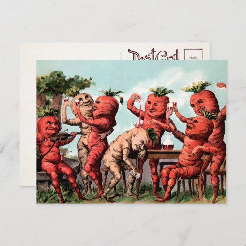 Victorian Carrots Partying Postcard 