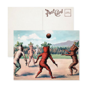 Victorian Carrots Playing Ball Postcard
