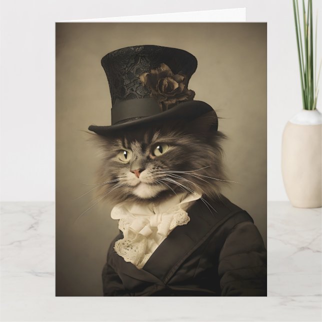 VICTORIAN CAT BIRTHDAY FOR HIM Greeting Card (Front)