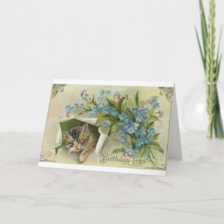 Victorian Cat Birthday Greeting Card Zazzle