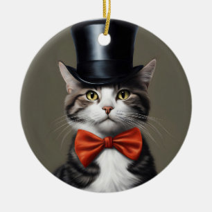 Victorian Cat Ceramic Ornament