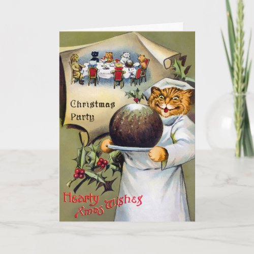 Victorian Cat Chef Christmas Card
