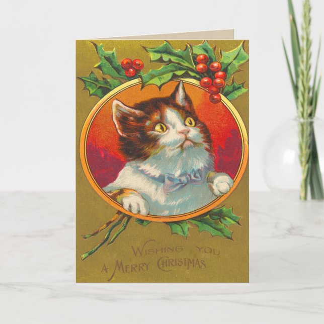 Victorian Cat Christmas Card (Front)