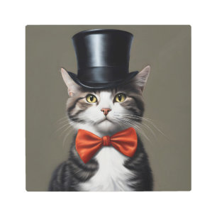 Victorian Cat Metal Print