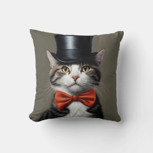 Victorian Cat Throw Pillow