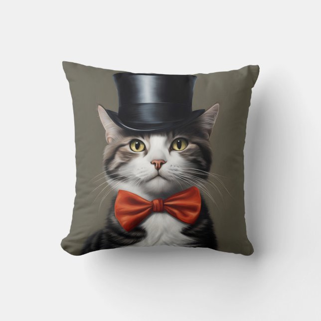 Victorian Cat Throw Pillow (Front)