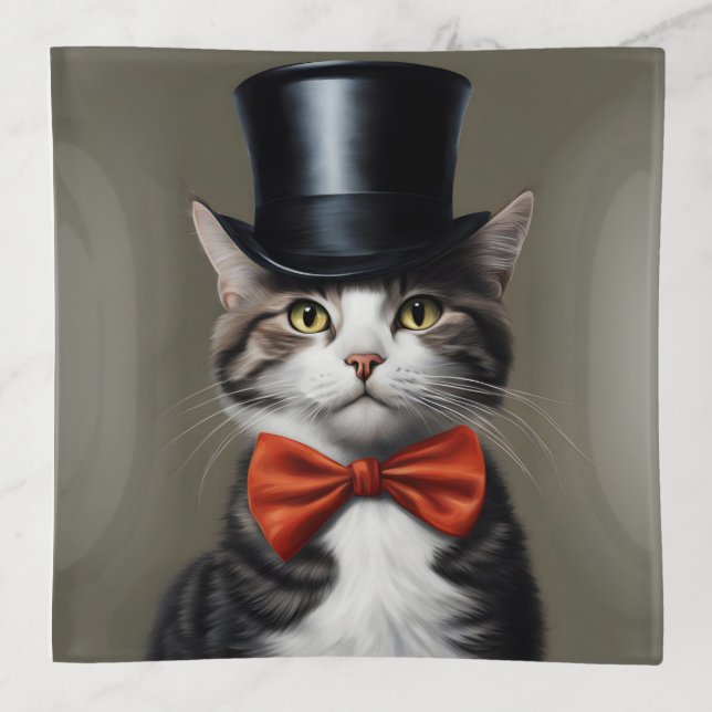 Victorian Cat Trinket Tray (Front)
